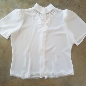 Vintage 80s White Blouse M